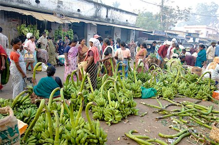 Plantains for sale at vegetable market, Chalai, Trivandrum, Kerala, India, Asia Stock Photo - Rights-Managed, Code: 841-03870253