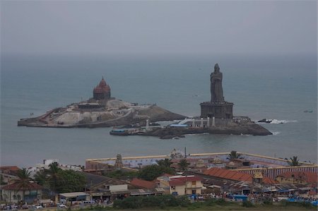 Thiruvalluvar statue and Vivekananda Rock Memorial, Kanyakumari, Tamil Nadu, India, Asia Stock Photo - Rights-Managed, Code: 841-03870278