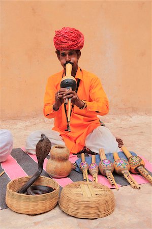 east indian snake charmers - Snake charmer, Rajasthan, India, Asia Stock Photo - Rights-Managed, Code: 841-03870336