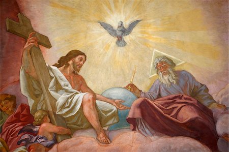 fresken - Jesus, Gott und den Heiligen Geist, Franziskaner Kirche Wien, Wien, Österreich, Europa Stockbilder - Lizenzpflichtiges, Bildnummer: 841-03870523