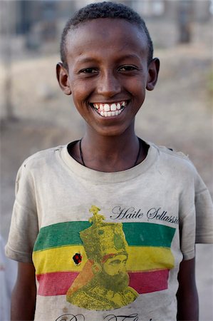 Lalibela boy wearing a Haile Selassie t-shirt, Lalibela, Wollo, Ethiopia, Africa Stock Photo - Rights-Managed, Code: 841-03870560