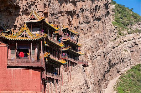 Le Temple suspendu (Hanging monastère) près de Mont Heng, dans la province du Shanxi, Chine, Asie Photographie de stock - Rights-Managed, Code: 841-03870950