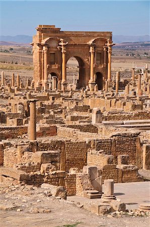 The Arch of Trajan at the Roman ruins, Timgad, UNESCO World Heritage Site, Algeria, North Africa, Africa Stock Photo - Rights-Managed, Code: 841-03871120