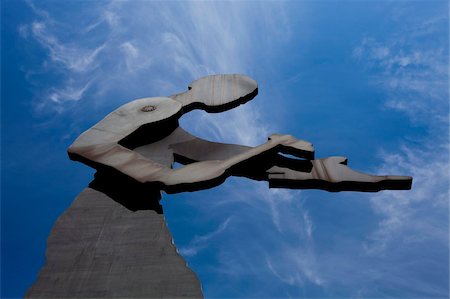 Hammering Man, kinetic sculpture designed by Jonathan Borofsky at the Frankfurt trade fair, Frankfurt am Main, Hesse, Germany, Europe Foto de stock - Con derechos protegidos, Código: 841-03871301