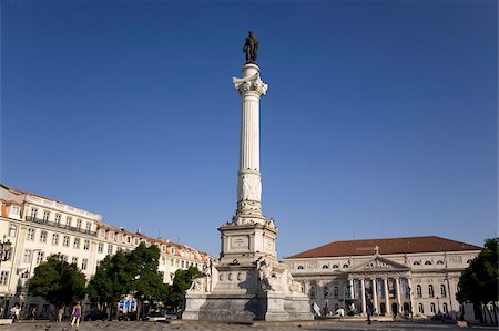 The memorial to King Dom Pedro IV stands in front of the National Theatre on Praca Dom Pedro IV at Rossio, Lisbon, Portugal, Europe Stock Photo - Rights-Managed, Code: 841-03871403