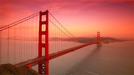 pink sky calm - Golden Gate Bridge, San Francisco, California, United States of America, North America Stock Photo - Rights-Managed, Code: 841-03871499