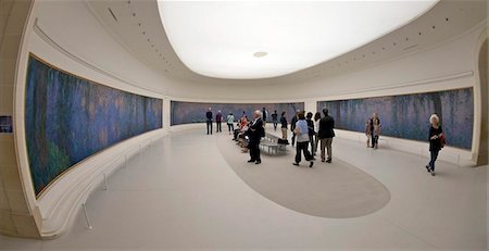 Visitors and tourists admire the Water-lilies by Claude Monet, Musee de L'Orangerie Museum, Paris, France, Europe Stock Photo - Rights-Managed, Code: 841-03871679