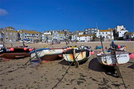 saint ives - Boats in old harbour in summer, St. Ives, Cornwall, England, United Kingdom, Europe Foto de stock - Con derechos protegidos, Código: 841-03871730