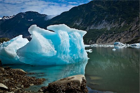 parque nacional da baia de glacier - Scenic of icebergs from McBride Glacier in Muir Inlet, Glacier Bay National Park & Preserve, Southeast Alaska, Summer Foto de stock - Direito Controlado, Número: 854-05974542