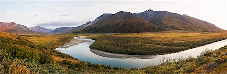 Panorama Of Noatak River In The Brooks Range, Gates Of The Arctic National Park, Northwestern Alaska, Above The Arctic Circle, Arctic Alaska, Summer. Photographie de stock - Rights-Managed, Code: 854-08028193