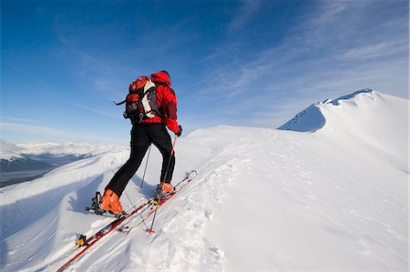 simsearch:854-02955228,k - Male backcountry skier makes a long hard ski uphill Chugach Range Alaska Southcentral winter Stock Photo - Rights-Managed, Code: 854-02954890