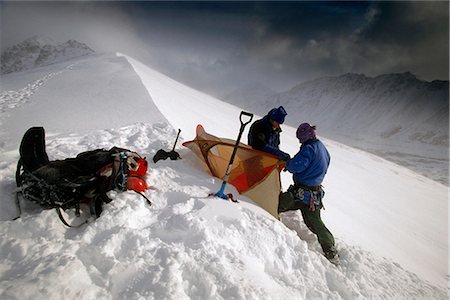 snow storm alaska - Mountain Climbers Setting up Camp Chugach Mountains Southcentral Alaska Storm Winter Stock Photo - Rights-Managed, Code: 854-02955038