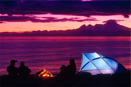 fire camp - People Camping @ Anchor River Kenai Peninsula Alaska Summer Scenic Stock Photo - Rights-Managed, Code: 854-02955065