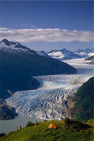 Camping above Mendenhall Glacier & Lake Juneau Alaska southeast hiking family adult Stock Photo - Rights-Managed, Code: 854-02955074