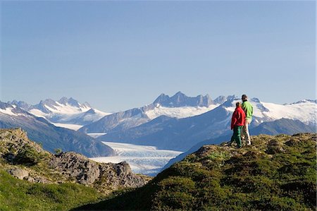 Couple hiking near Mendenhall Glacier Tongass National Forest Alaska Southeast Stock Photo - Rights-Managed, Code: 854-02955234