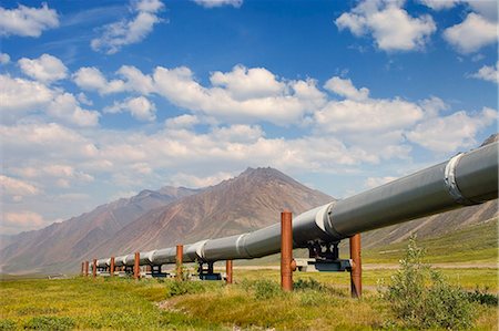 pipe oil - Trans-Alaska Pipeline stretching across tundra along Dalton Highway Brooks Range Arctic Alaska Summer Stock Photo - Rights-Managed, Code: 854-02955536