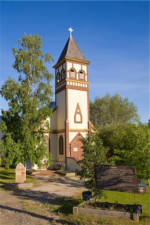 St. Paul's Church on Front Street in Dawson City, Yukon Territory, Canada Summer Foto de stock - Con derechos protegidos, Código: 854-02955572