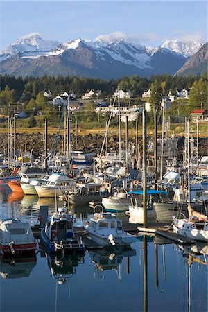 simsearch:854-03538698,k - Commercial & Private Boats in Haines Harbor SE AK Fall Chilkat Range Stock Photo - Rights-Managed, Code: 854-02955589