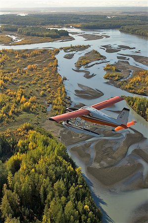 plane alaska - Turbo Beaver flight seeing over river during Summer in Southcentral Alaska Stock Photo - Rights-Managed, Code: 854-02955667