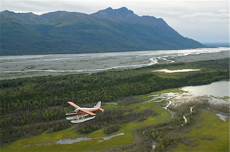 Turbo Beaver flightseeing near the Knik River during Summer in Southcentral Alaska Stock Photo - Rights-Managed, Code: 854-02955662