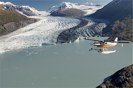 seasonal lake - Turbo Beaver flight seeing over Colony Glacier during Summer in Southcentral Alaska Stock Photo - Rights-Managed, Code: 854-02955663