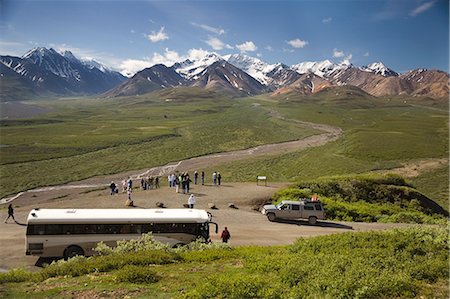 Visitors off ARAMARK tour bus @ Stony Hill view  Alaska Range Denali National Park Alaska Stock Photo - Rights-Managed, Code: 854-02955947