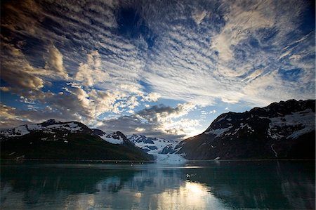 prince william sound - Surprise Glacier au coucher du soleil summer Harriman Fjord PWS centre-sud de l'Alaska Photographie de stock - Rights-Managed, Code: 854-02956097