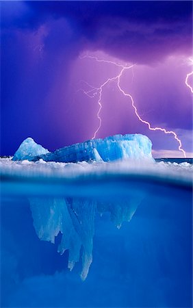 Tip of the Iceberg and Lightening Digital Composite Foto de stock - Con derechos protegidos, Código: 854-02956123