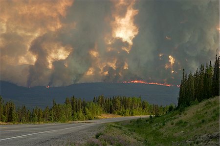 summer destroy - Forest Fire Along AK Hwy Yukon Territory Canada Summer near Teslin Stock Photo - Rights-Managed, Code: 854-02956157