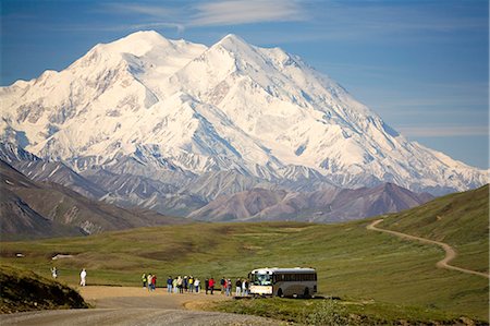 Visitors off ARAMARK tour bus @ Stony Hill view Mt.McKinley Alaska Range Denali National Park Alaska Stock Photo - Rights-Managed, Code: 854-02956184