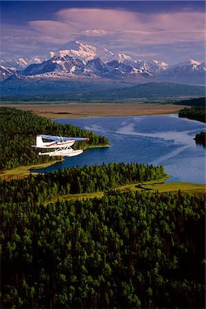 Cessna 180 Flying to Mt McKinley Southcentral AK Summer Stock Photo - Rights-Managed, Code: 854-02956233