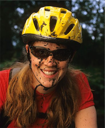 Portrait of Female Mountain Biker w/Muddy Face Alaska Stock Photo - Rights-Managed, Code: 854-03361853