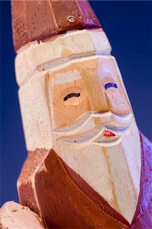 Closeup of wood carved & painted Santa figurine Alaska Stock Photo - Rights-Managed, Code: 854-03539006