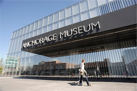 View of the west entrance of the Anchorage Museum at Rasmuson Center in downtown Anchorage, Southcentral Alaska, Summer Stock Photo - Rights-Managed, Code: 854-03646319