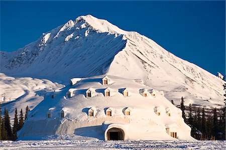 deserted building - View of Igloo City, a uniquely Alaskan architectural icon located along the George Parks Highway near Broad Pass, Southcentral Alaska, Winter Stock Photo - Rights-Managed, Code: 854-03646310