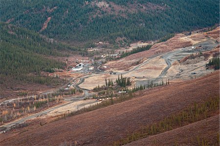 Aerial photo of a mine near the town of Wiseman, just east of the border to Gates of the Arctic National Park & Preserve, Arctic Alaska, Fall Stock Photo - Rights-Managed, Code: 854-03646322