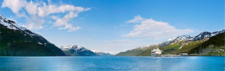 Panoramic view of Passage Canal and Whittier Harbor with a cruise ship docked Southcentral Alaska, Summer Stock Photo - Rights-Managed, Code: 854-03646410