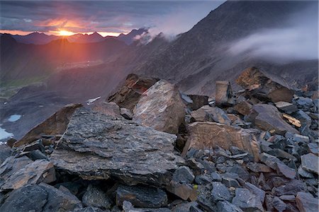 state park usa - View of sunset from Steamroller Pass in Chugach State Park, Chugach Mountains, Southcentral  Alaska, Summer Stock Photo - Rights-Managed, Code: 854-03739669