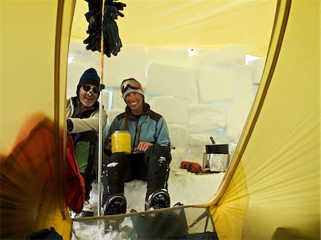 simsearch:862-03808818,k - Two climbers in their tent at Camp Three on the West Buttress Route, Kahiltna Glacier on Mt. McKinley, Denali National Park and Preserve, Interior Alaska, Summer Stock Photo - Rights-Managed, Code: 854-03740033