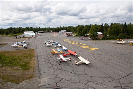 plane alaska - Aerial view of the Talkeetna airport, Southcentral Alaska, Summer Stock Photo - Rights-Managed, Code: 854-03740238