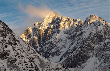 simsearch:854-03739681,k - Letzte Licht auf den Mount Yukla im Chugach State Park, South Central Alaska, Winter Stockbilder - Lizenzpflichtiges, Bildnummer: 854-03740273