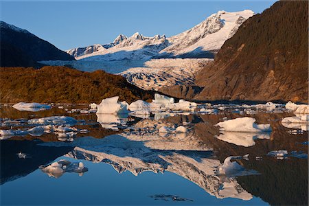 state park usa - Icebergs float on the surface of Mendenhall Lake near Juneau, Tongass National Forest, Southeast Alaska, Autumn Stock Photo - Rights-Managed, Code: 854-03845154