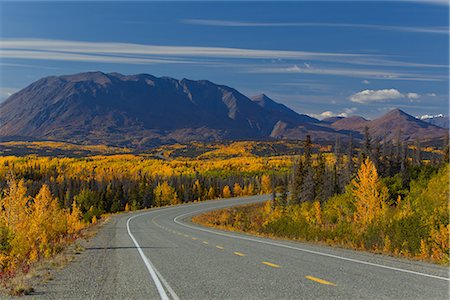 Scenic view of the Alaska Highway between Haines, Alaska and Haines Junction, Yukon Territory, Canada, Autumn Stock Photo - Rights-Managed, Code: 854-03845167