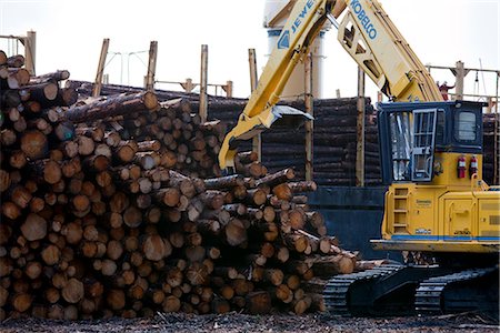 farm harvesting equipment - View of log ship being loaded with Sitka Spruce from Chiniak and Sequel Point at LASH dock in Women's Bay, Kodiak Island, Southwest Alaska, Autumn Stock Photo - Rights-Managed, Code: 854-03845265