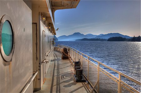 simsearch:854-03538698,k - View of an inter-island ferry bound for Metakatla with scenic views of Southeast Alaska's Inside Passage. Stock Photo - Rights-Managed, Code: 854-03845848