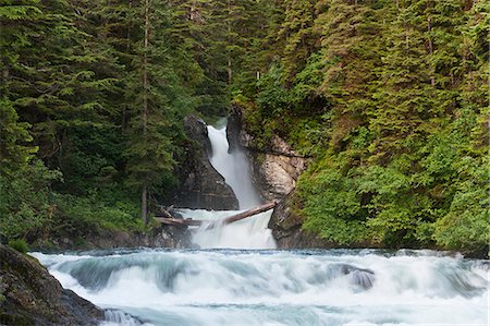 simsearch:854-03845147,k - Sweetheart Falls cascades into Sweetheart Creek near Gilbert Bay, Tongass National Forest, Inside Passage of Southeast Alaska, Summer Foto de stock - Con derechos protegidos, Código: 854-03849771