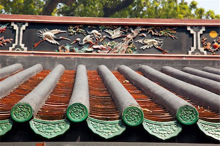 Gravuren auf dem Dach des Tempels von Tsing Shan Tempel, New Territories, Hong Kong Stockbilder - Lizenzpflichtiges, Bildnummer: 855-05984216