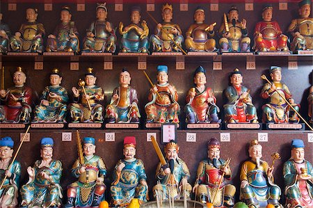 Statues of Tai Sui at Tsing Shan Temple, New Territories, Hong Kong Stock Photo - Rights-Managed, Code: 855-05984218