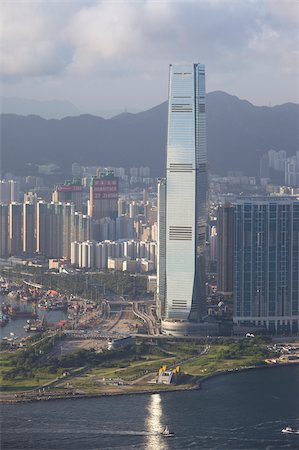 Kowloon west skyline from the Peak at dusk, Hong Kong Stock Photo - Rights-Managed, Code: 855-05984333