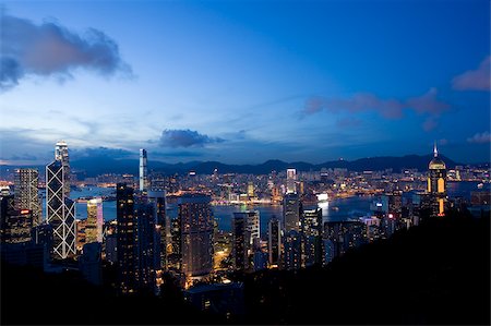 Cityscape from the Peak at evening, Hong Kong Stock Photo - Rights-Managed, Code: 855-05984348